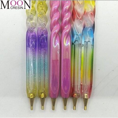 Pen Diamond Painting Cross Stitch Point Drill Mosaic Tool Kits New Rainbow Colorful Pen With Chain Embroidery Accessories Wax