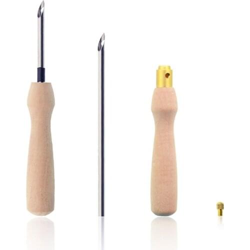 Knitting Embroidery Pen Weaving Felting Craft Punch Needle Threader Wooden Handle DIY Tool Sewing Accessories