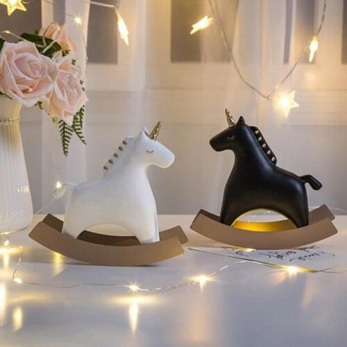 Cute Animal Sculpture Unicorn Ornament Resin Craft Pets Figurine Home Office Decoration Table Ornaments Desk Model G