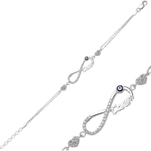 Tevuli 925 Sterling Silver Infinity Dearie Womens Bracelet