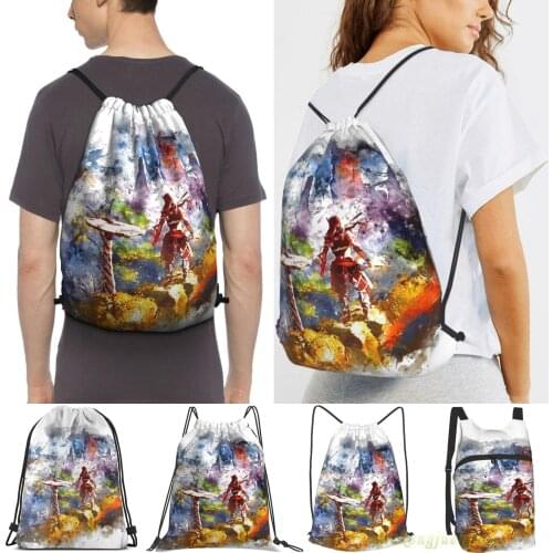 Unisex Drawstring Bags Horizon Zero Dawn Women Drawstring Backpacks Men Outdoor Travel Backpacks Training Fitness Bag