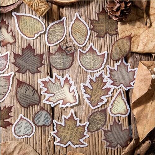 Vintage Falling Leaves Series Stickers DIY Scrapbooking Bottom Collage Phone Diary Happy Planner Gift Sealing Decoration Sticker