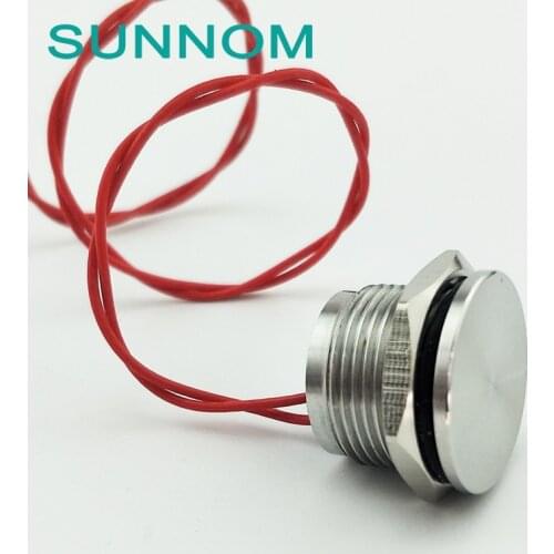 WS16BF1NOM IP68 waterproof 16mm 1.30 flat operator 1NO momentary 1A 24VDC Fly Cable Stainless Steel 316L piezo switch