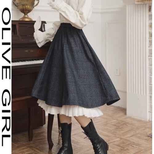 Women Long High Waist Harajuku Midi Skirt Japanese Gothic Skirt Female Casual Patchwork High Street Korean Skirt Women 2020 New