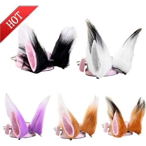 Cat Wolf Ears Long Fluffy Plush Hair Clips Anime Cosplay Costume Hair Clip Multicolor Cartoon Lolita Party Headwear