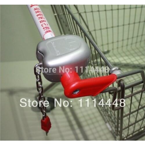 Supermarket shopping cart coin lock