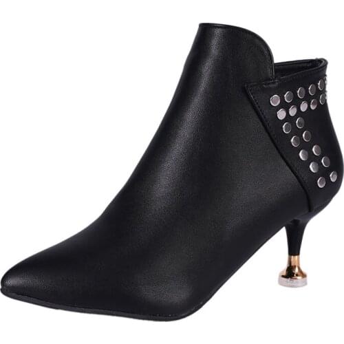 Autumn and Winter Women Ankle Boots New Style Pointed Toe Women Martin Boots Platform Solid Female High Heels Boots