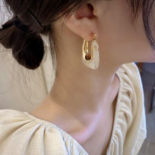 Fashion Square Dangle Drop Korean Earrings for Women Geometric Hollow Gold Black Earring Wedding 2021 Earrings Jewelry