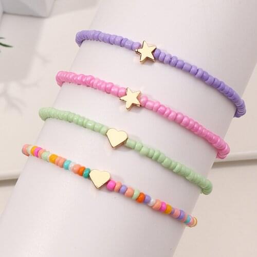 Heart Star Ethnic Bohemian Beaded Bracelet Set Women Girl Beach Holiday Jewelry AM3172