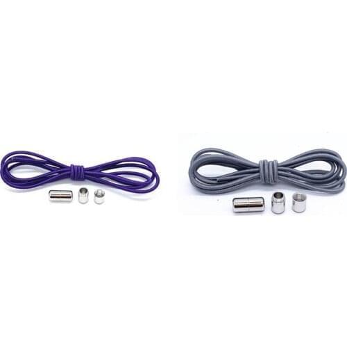 1Pair Metal Lock Shoelaces Round Elastic Shoe Laces Special No Tie Shoelace for Men Women Lacing Rubber