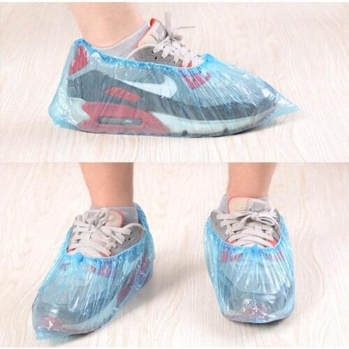 100 Pcs/Bag Disposable Shoe Cover Plastic Foot Cover Thickened Design Good Durability Tough Enough Nested Design