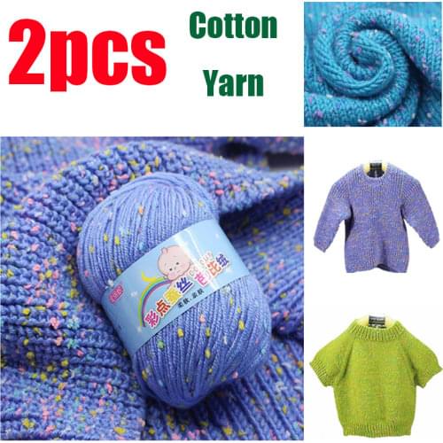 2pcs Baby Cotton Cashmere Yarn For Hand Knitting Crochet Worsted Wool Thread Colorful Eco-dyed Needlework