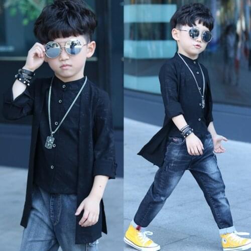 2020 Spring Autumn Boy Fake Two Fashion Cardigan Shirt