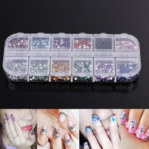 3600pcs Nail Art Rhinestones Decoration 1.5mm Round Glitters With Hard Case Mixed Size Rhinestone Set Nail Accessories