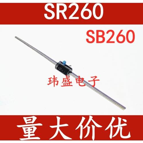 50PCS Schottky diode SR260 SB260 2 a 60 v D0-15 in stock 100% new and original