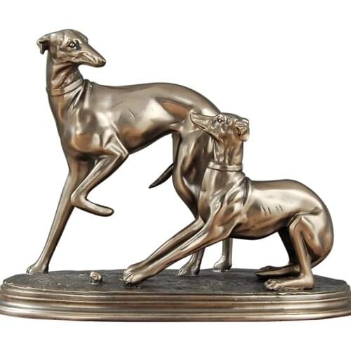 Bronze Greyhound Statue Cold Cast Copper Dog Animal Figurine Art Greadog Resin Crafts Home Decoration statue R1412