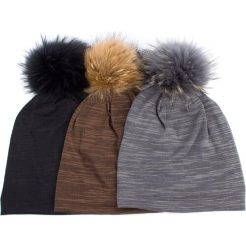 Geebro Fashion Beanies with Pom Pom Accessories Pure Color Cotton Casual Ladies Knitted Thread Beanie Winter Warm Hat