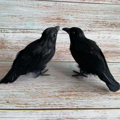 17*7*11CM/5PCS Fake Crow,Feathers Crows Artificial Plastic Black Bird With Foot For Halloween Decoration,Home Decor,Christmas