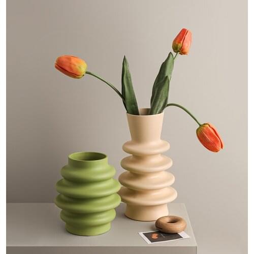 Nordic Ceramics Vase Ornaments Living Room TV Cabinet Desktop Flower Arrangement Dried Flower Vases Home Decoration Accessories