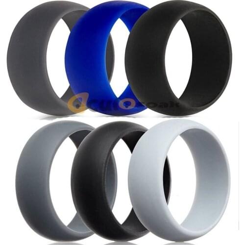 3pc/set 8mm 6-12 Size Food Grade FDA Silicone Ring Hypoallergenic Crossfit Flexible Camouflage Rubber Finger Rings For Men Women