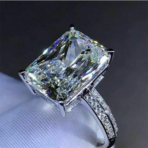 Huitan New Fashion Big Square Crystal Stone Women Wedding Bridal Ring Luxury Engagement Party Anniversary Best Gift Large Rings
