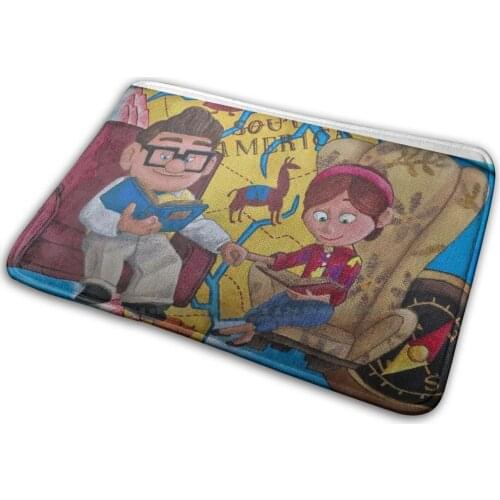 Carl And Ellie-Up Mat Rug Carpet Anti-Slip Bedroom Entrance Door Mat Up Pixar Up Carl And Ellie Paradise Falls Hand Painted