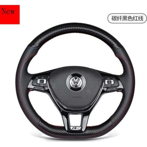 Hand-stitched Leather Car Steering Wheel Cover for Volkswagen Lavida Plus Sagitar Polo Bora CC Tiguan L Accessories