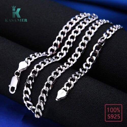 100% Real 925 Sterling Silver 6MM chain Necklace Men Figaro Chain Necklace Horse Whip Jewelry Sweater chain accessories