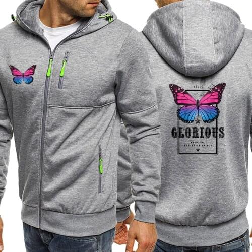 2020 Autumn Mens Zipper Hoodies Butterfly Printing Man Sweatshirt Funny Hip Hop Jacket Men Fleece Coats Casual Street Tracksuit