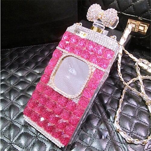 XSMYiss For Samsung S20 S8 S9 S10 PLUS S10E Note 10 Plus 8 9 Diamond Rhinestone Mirror Perfume Bottle Soft Phone Case Back Cover