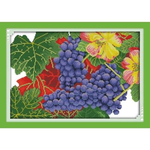 Joy Sunday The Grape Is Ripe Counted Cross Stitch Kits 11&14CT DMC DIY Embroidery Kits Needlework for Home Decor Handmade Gift
