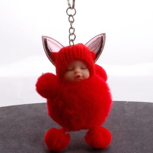 New Plush Keychain Sleeping Baby Doll Keychain Plush Accessories Pompom Keyring Toys For Girls Kawaii Keychain Bag Pendant 2021