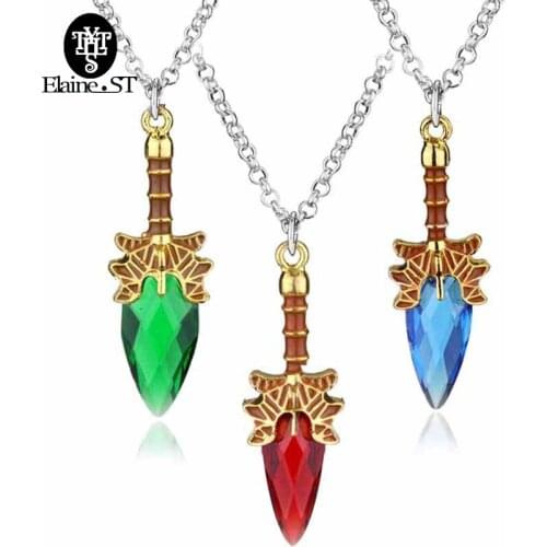 Wholesale Role Playing Game Dota 2 Aghanim Scepter Necklace Fashion Jewelry DOTA2 Zinc Alloy Crystal Stone Pendant Necklace