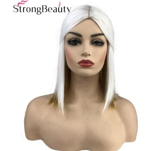 Strong Beauty Cosplay Wigs White Medium Synthetic Hair Women Party Cosplay Wig