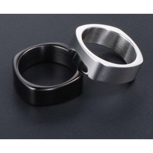 Simple Square Rings for Women Men Individuality Jewelry Seal 316L Stainless Steel Signet Ring Black Silvery Titanium Band 2020