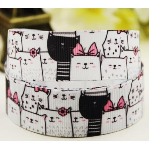 22mm 25mm 38mm 75mm Cat Cartoon printed Grosgrain Ribbon party decoration 10 Yards X-03296