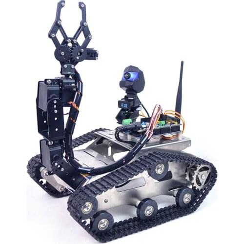 Mechanical Arm WiFi Bluetooth Video Intelligent Programming Robot Kit Crawler Tank Car Free Mechanical Arm L298p High Power