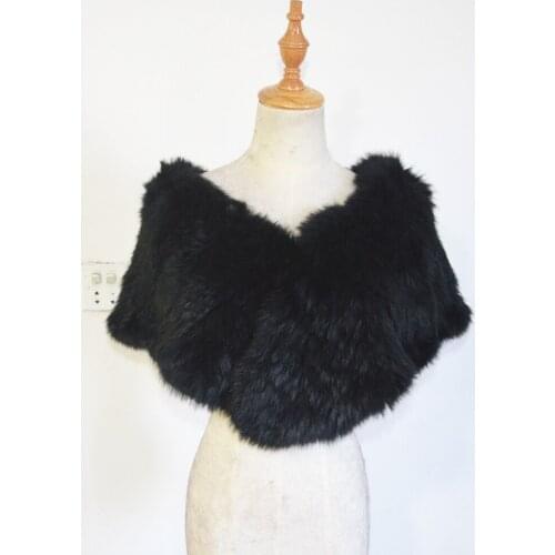 Free Shipping AU601 Cheapest Black Wholesale Women Rabbit Fur Cape Scarf