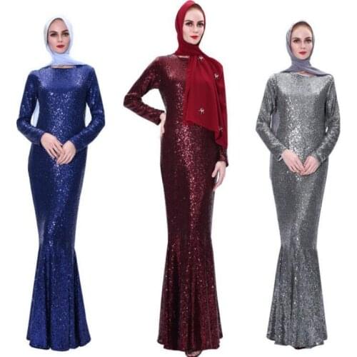 Bling Bling sequined beading Muslim Robes syari female Dubai full length shiny Muslim abaya Arab Worship Service abayas F1253