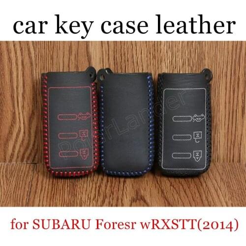 Only Red high quality Hand sewing DIY car styling Car key cover car key case Genuine leather fit for SUBARU Foresr wRXSTT(2014)