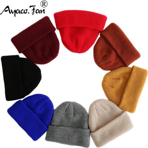 2019 Beanies Knitted Hats Solid Color Caps for Autumn Winter Men Short Head Cap Outdoor Warm Melon Cap Street Head Cap Women Hat