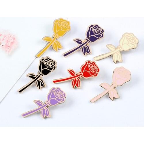 Black Red Rose Flowers Collection Enamel Pins Cute Fashion Brooches Denim Clothes Bag Lapel Pin Badge Jewelry For Women Men Gift