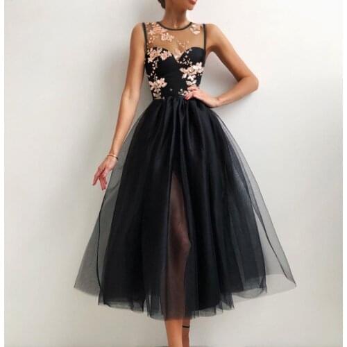 Womens Mesh Dress Elegant Long Sleeve Off-Shoulder High Waist Tulle Tutu A-Line Dress Formal Party Ladies Solid Color Vestido
