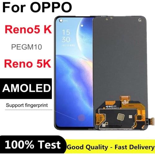 6.43" AMOLED For Oppo Reno5 K PEGM10 LCD Display Touch Screen Digitizer Assembly For OPPO Reno5 K Reno 5K LCD