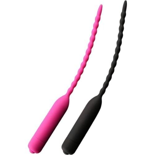 10 Frequency Silicone Urethral Tube MEN Penis Massage WOMEN vibrator vaginal massage jumping egg masturbation thread black a038
