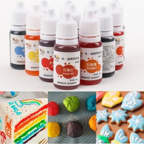 14Colors Edible Pigments DIY Ice Cream Cake Food Coloring 10ML Macarons Cakes Decorating Fondants Icing Pigment Baking Tools