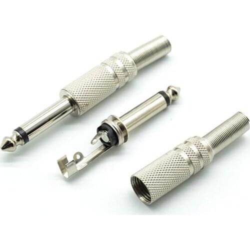 2/5/10pcs 6.35mm Mono Amplifier Plug 1/4Inch Male Adapter Monaural Audio Cable Connector Microphone Jack plug-in Audio Connector