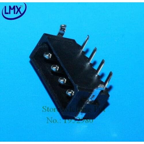 20pcs Computor Connector Pitch 5.08MM 4PIN Hollow Curved Needle 90degree Male IDE Connector Black with Clip