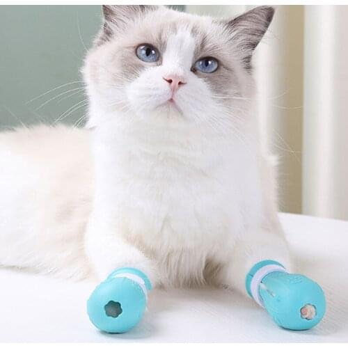 4pcs/set Cat Foot Cover Useful Silicone Cover Cat Clip Nail Cover Adjustable Cat Foot Cover Cat Shoes Anti-scratch Foot Cover