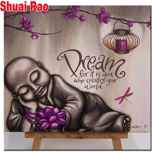 DIY 5D Diamond Embroidery Purple Buddha,Full Square Round Diamond religion Flowers Diamond painting cross stitch Top Gift